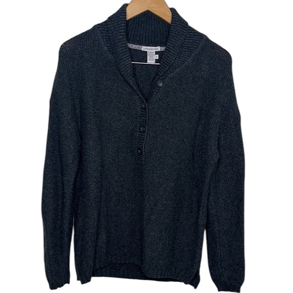 Carbon 2 Cobalt Grey Merino Wool BCI Cotton Button Sweater Men Size Medium - Picture 1 of 4